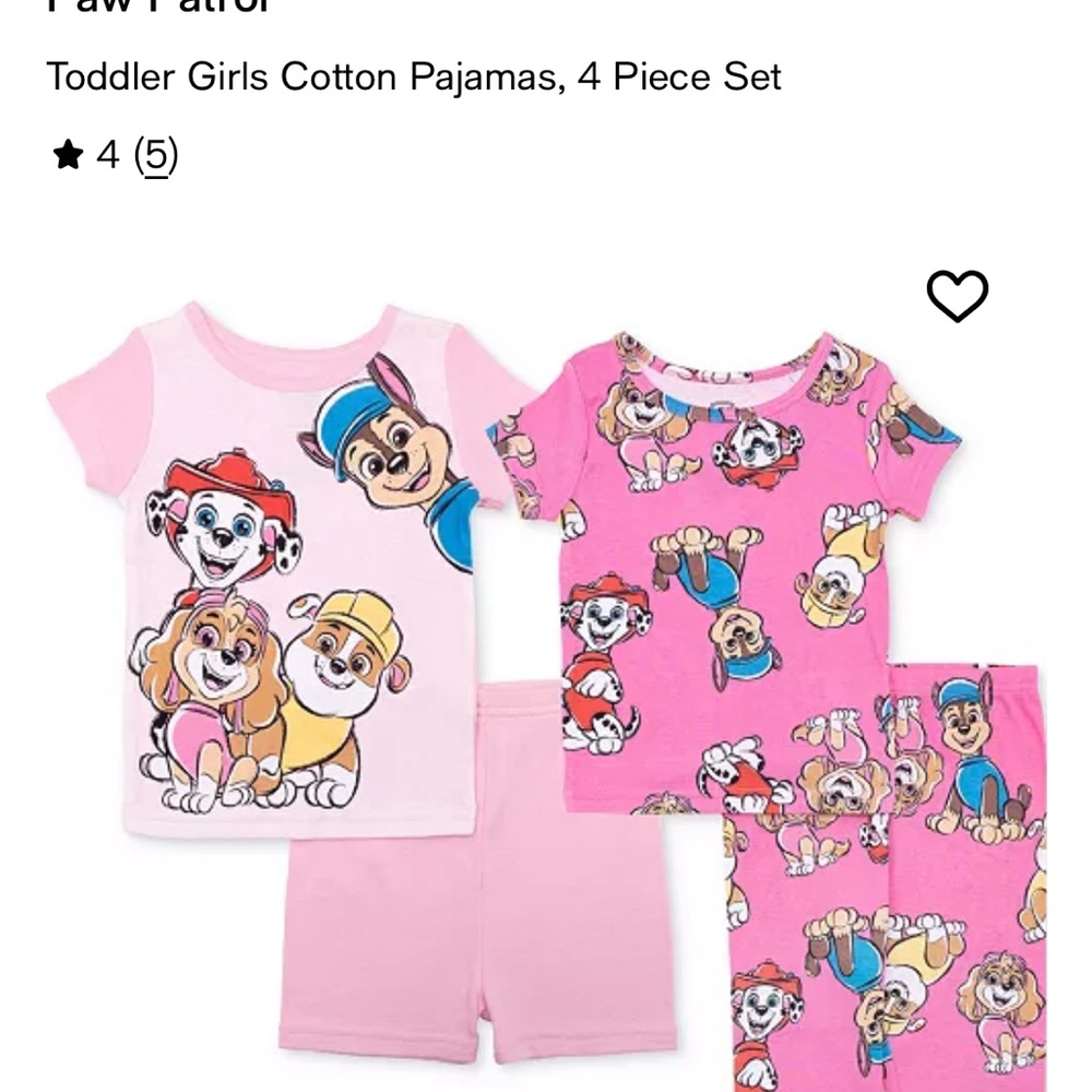 Paw Patrol Pink and White Pajama Set for Kids